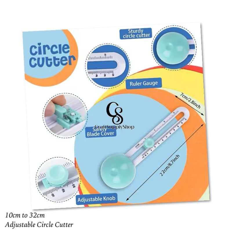 2 Extra blades CraftSupplyShop Manual Round Paper Cutter & Compass Circle Cutting Tool - Blade for DIY Crafting, Scrapbooking, Patchwork, Card Making - Portable Circle Cutter for Paper, Kraft Board, Photo Paper