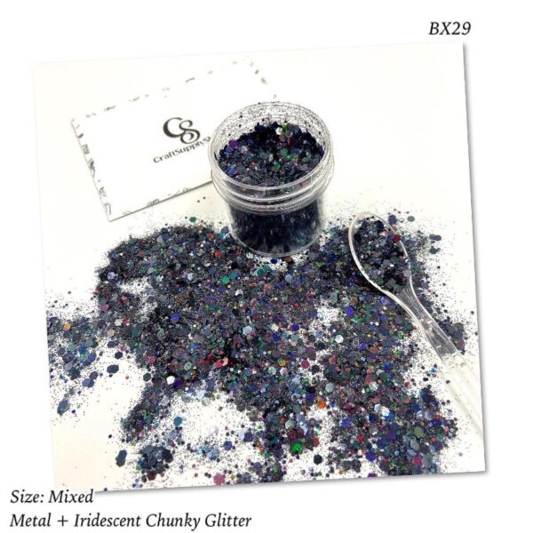 BX29 Metallic Iridescent Black Chunky glitter