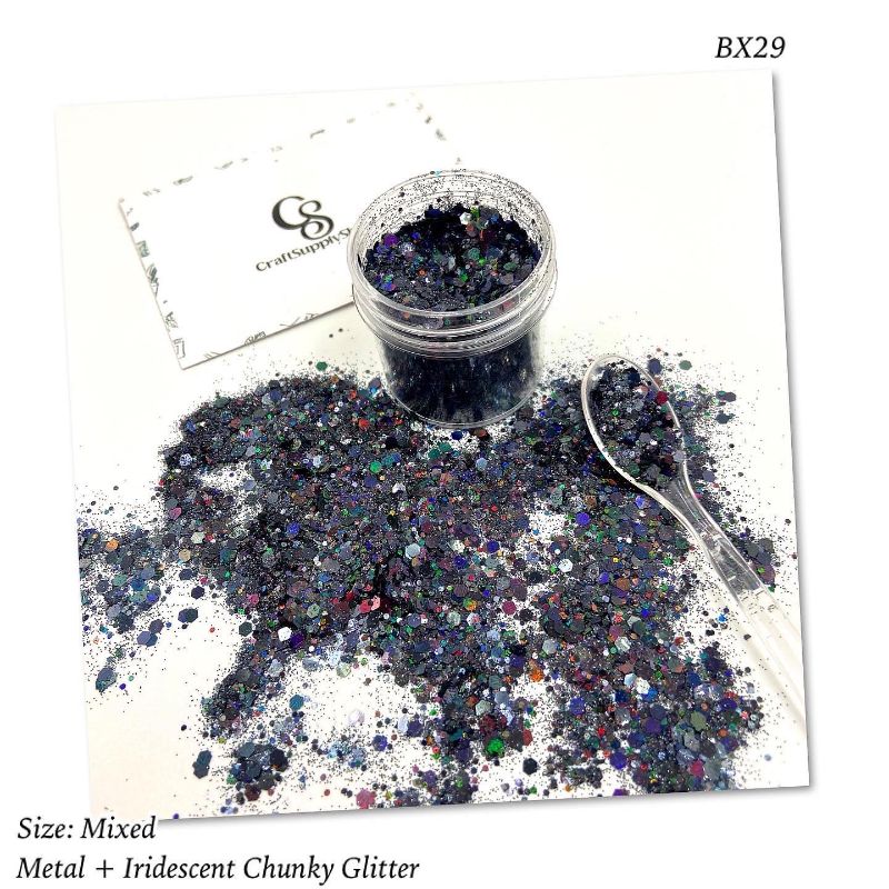 BX29 Metallic Iridescent Black Chunky glitter (1) BX29 Metallic Iridescent Black Chunky glitter