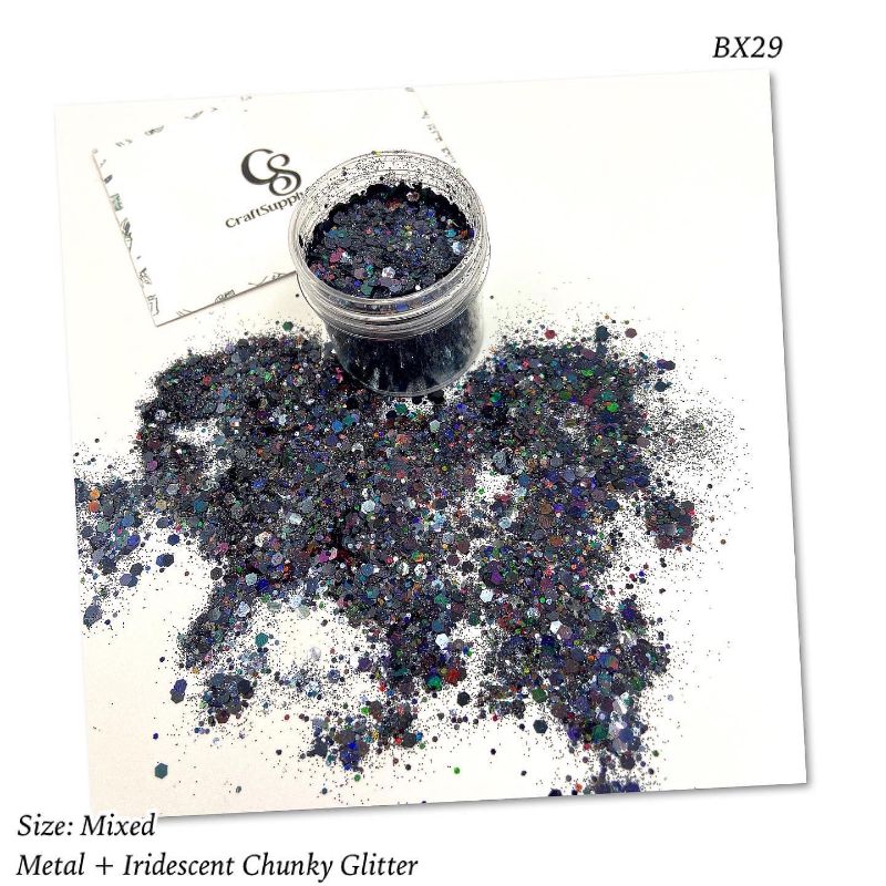 BX29 Metallic Iridescent Black Chunky glitter (2) BX29 Metallic Iridescent Black Chunky glitter