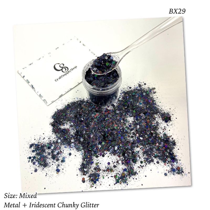 BX29 Metallic Iridescent Black Chunky glitter (3) BX29 Metallic Iridescent Black Chunky glitter