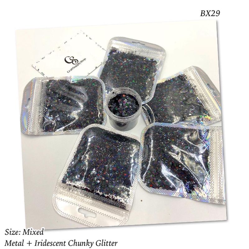 BX29 Metallic Iridescent Black Chunky glitter (4) BX29 Metallic Iridescent Black Chunky glitter