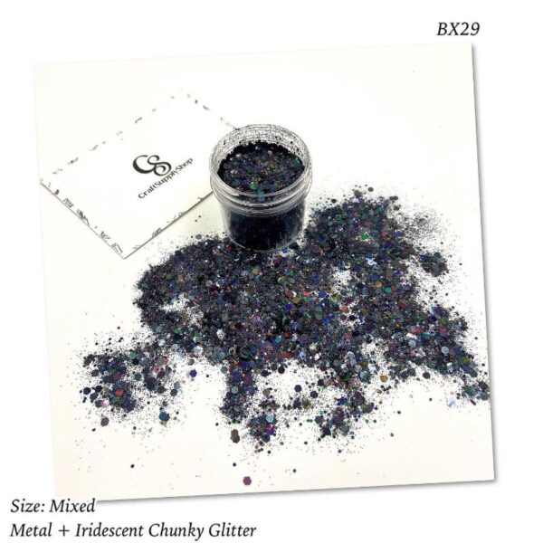 BX29 Metallic Iridescent Black Chunky glitter