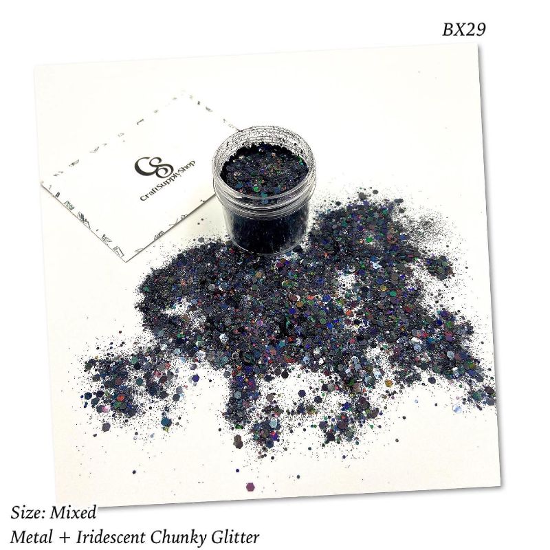 BX29 Metallic Iridescent Black Chunky glitter (5) BX29 Metallic Iridescent Black Chunky glitter