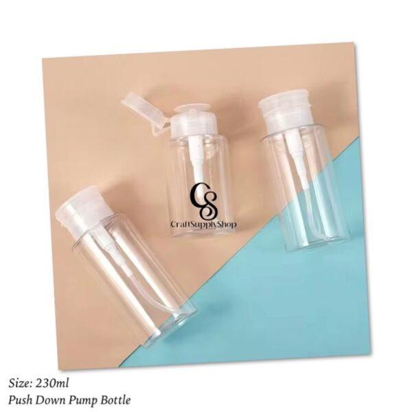 230ml Pump Empty Dispenser Bottle for Alcohol, Acetone, Nail Polish and Makeup Remover, Clear Top Cap