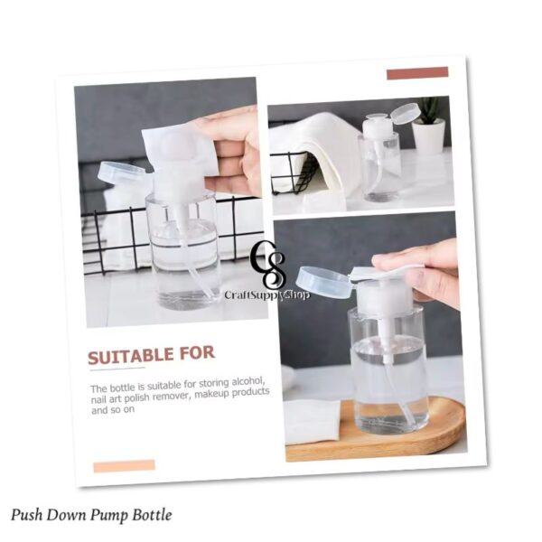 230ml Pump Empty Dispenser Bottle for Alcohol, Acetone, Nail Polish and Makeup Remover, Clear Top Cap