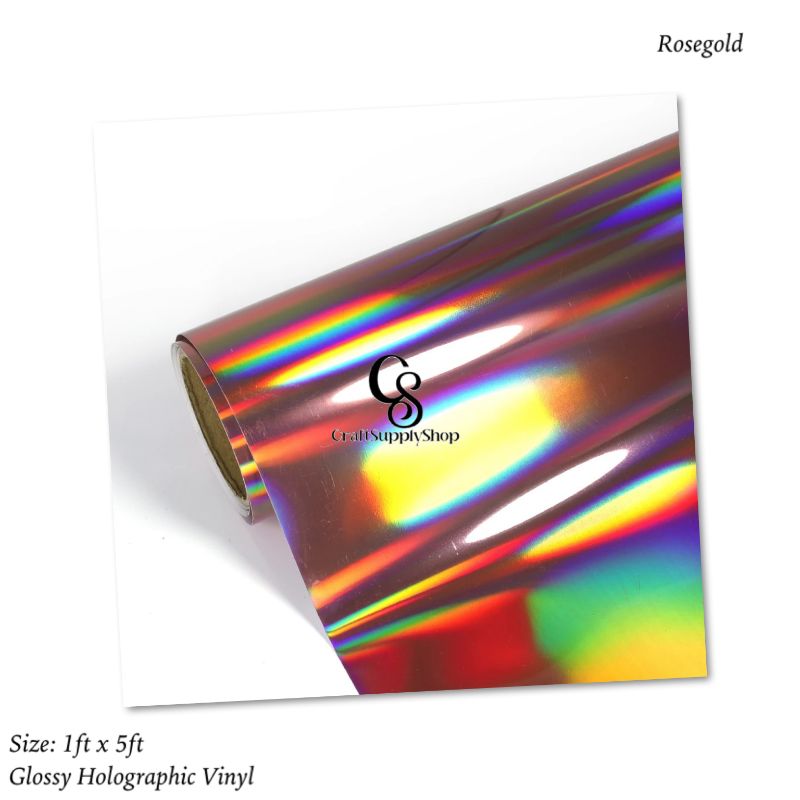 Rosegold Glossy RAINBOW Holographic Vinyl