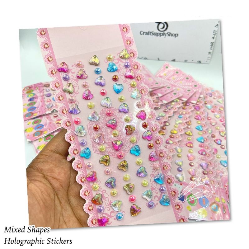 Heart Mixed Shape Iridescent Pearl Stickers