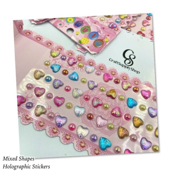 Heart Mixed Shape Iridescent Pearl Stickers