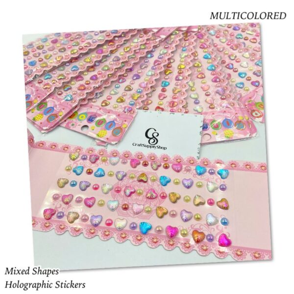 Heart Mixed Shape Iridescent Pearl Stickers