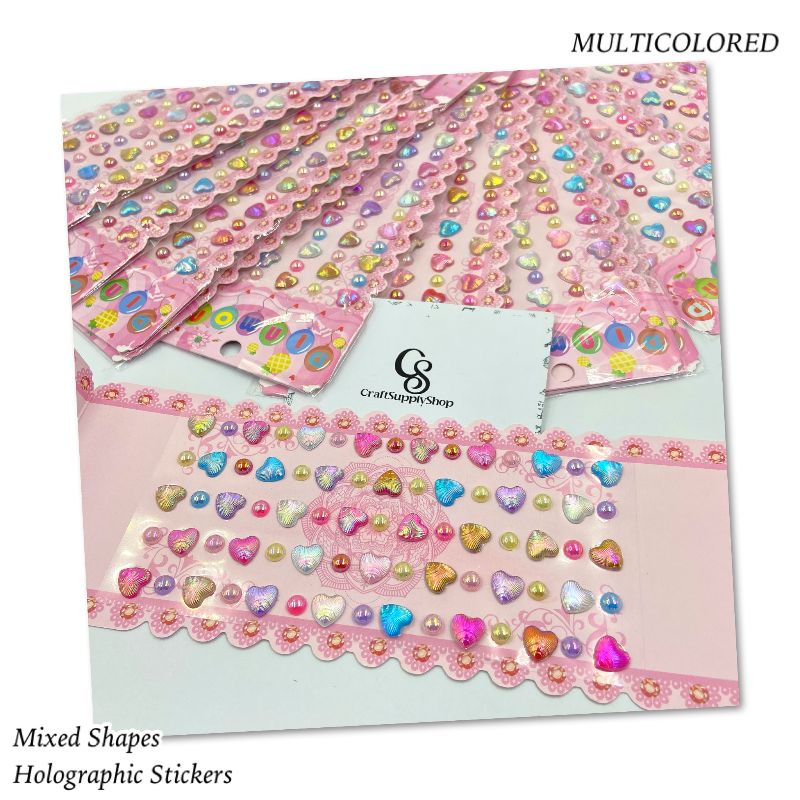 Heart Mixed Shape Iridescent Pearl Stickers