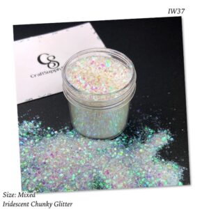IW37 White iridescent chunky glitter