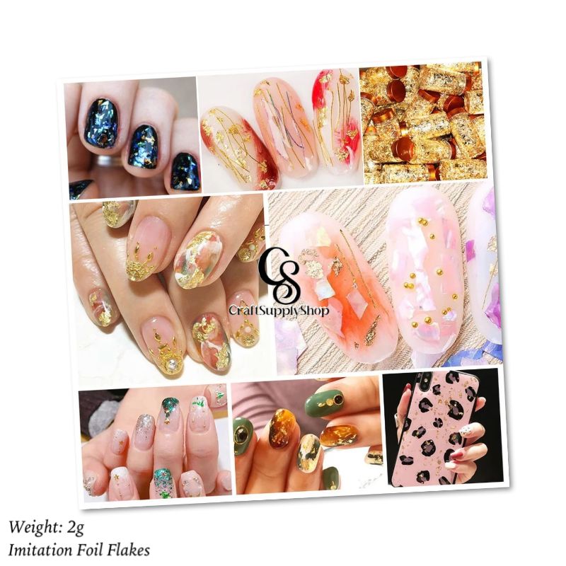 Imitation Foil Flakes – Gold Silver Rosegold (1) Imitation Foil Flakes - Gold Silver Rosegold