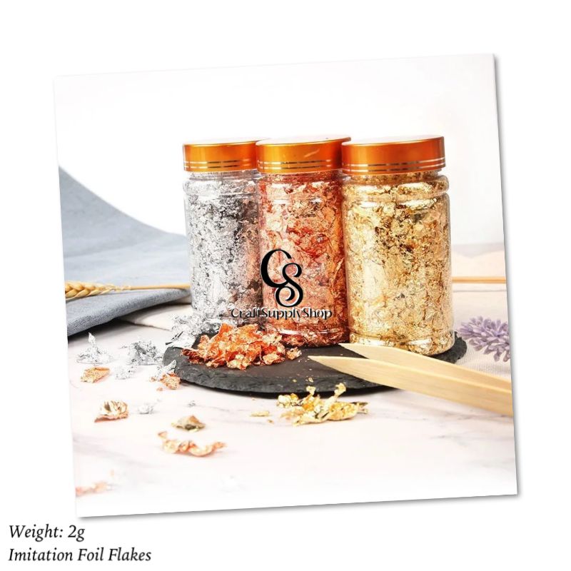 Imitation Foil Flakes – Gold Silver Rosegold (2) Imitation Foil Flakes - Gold Silver Rosegold
