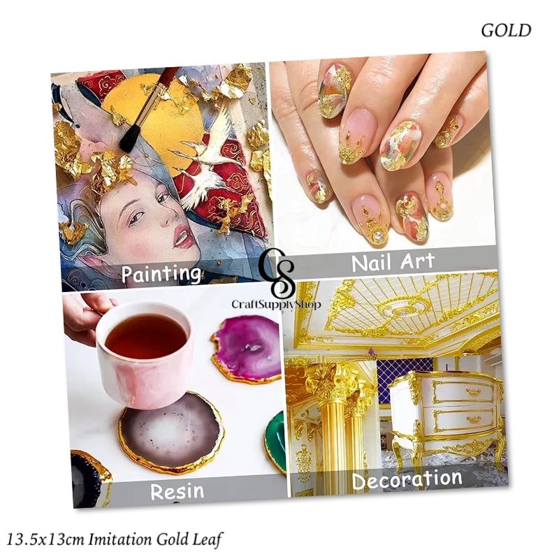 Imitation Gold leaf 13.5cm x 13cm (8) Imitation Gold leaf 13.5cm x 13cm