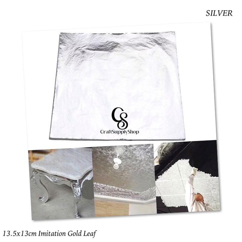 Imitation Silver Leaf 13.5cm x 13cm (2) Imitation Silver Leaf 13.5cm x 13cm