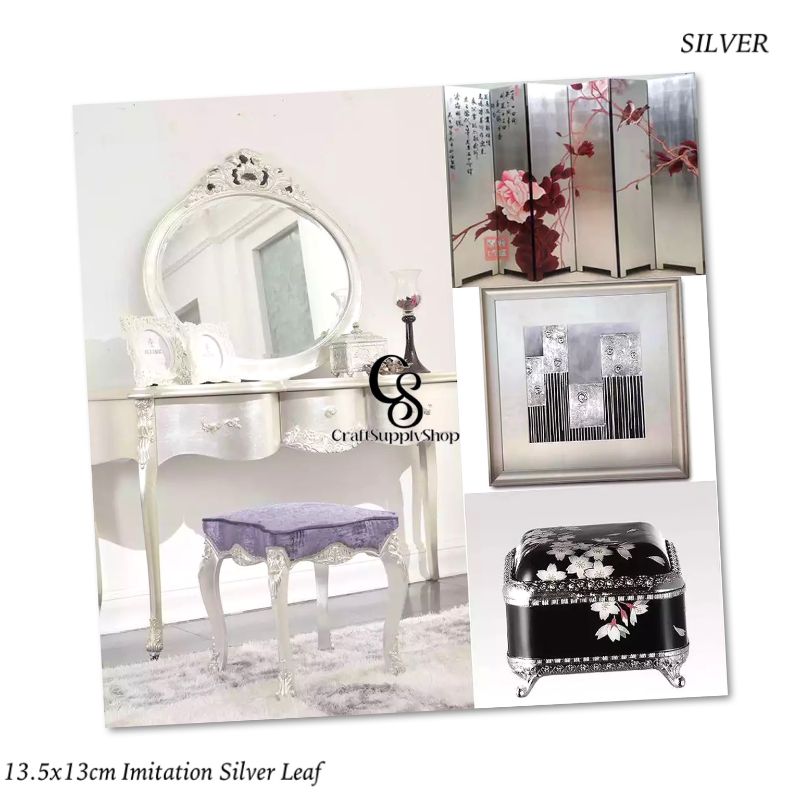 Imitation Silver Leaf 13.5cm x 13cm (3) Imitation Silver Leaf 13.5cm x 13cm