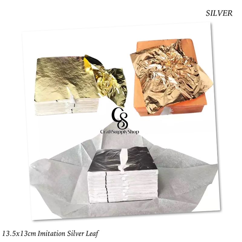 Imitation Silver Leaf 13.5cm x 13cm (6) Imitation Silver Leaf 13.5cm x 13cm