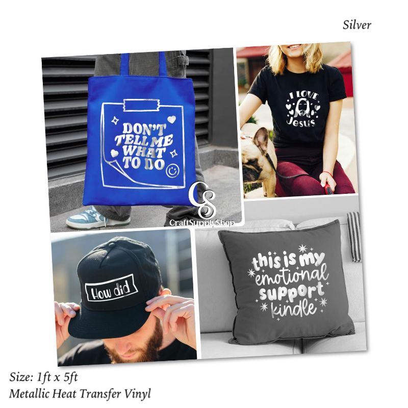 Metallic Silver HTV Vinyl Iron On Soft PU (3) Heat Transfer Vinyl Iron On Vinyl Metallic HTV 12" x 5FT Chrome Gold HTV Vinyl for T-Shirt Garment Fabric Clothing