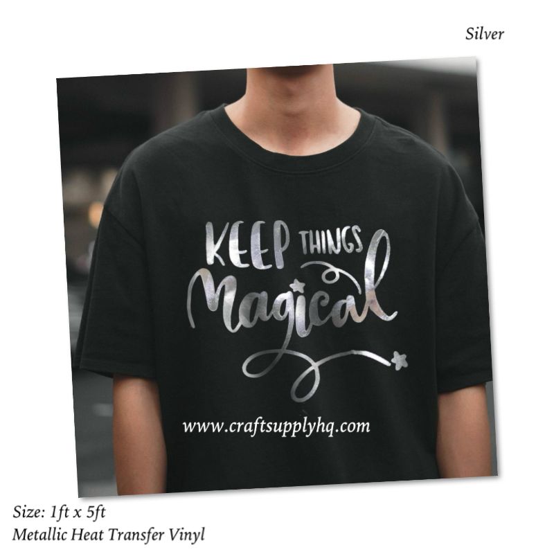 Metallic Silver HTV Vinyl Iron On Soft PU (7) Heat Transfer Vinyl Iron On Vinyl Metallic HTV 12" x 5FT Chrome Gold HTV Vinyl for T-Shirt Garment Fabric Clothing