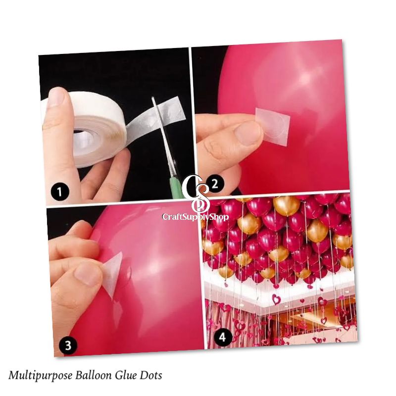 Balloon Glue 100 Dots Removable Balloon Accessories Glue Tape Roll Removable Balloon Glue Dot, Balloon Glue Dots Double Sided Ceiling Adhesive Sticky Dot Tapes Points for Birthdays Wedding Christmas Parties