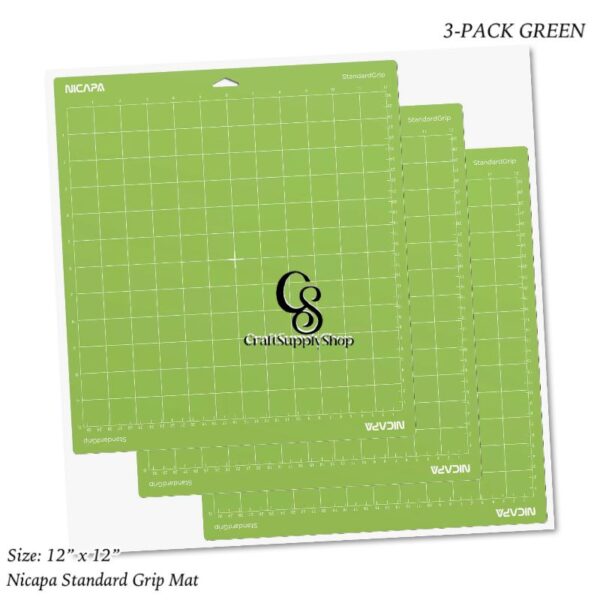 Nicapa Standard Grip Cutting Mat for Cricut Maker 3/Maker/Explore 3/Air 2/Air/One (12x12 inch,3 Mats) Green Standard Adhesive Sticky Replacement Cut Mats 3 pack Clear Cricut Cutting Mats 3 pack Clear Cricut Cutting Mats