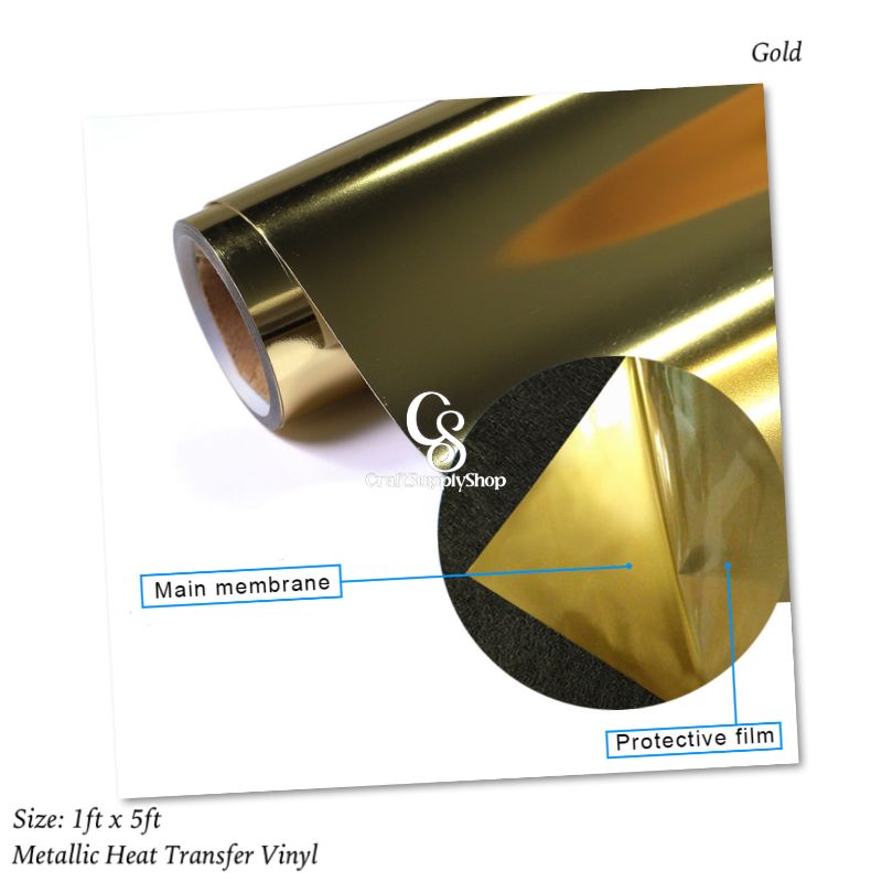 Oracal 651 Metallic Gold HTV Vinyl (4) Craft Supply SHop Heat Transfer Vinyl Gold Iron On Vinyl Metallic HTV 12" x 12FT Chrome HTV Vinyl for T-Shirt Garment Fabric Clothing