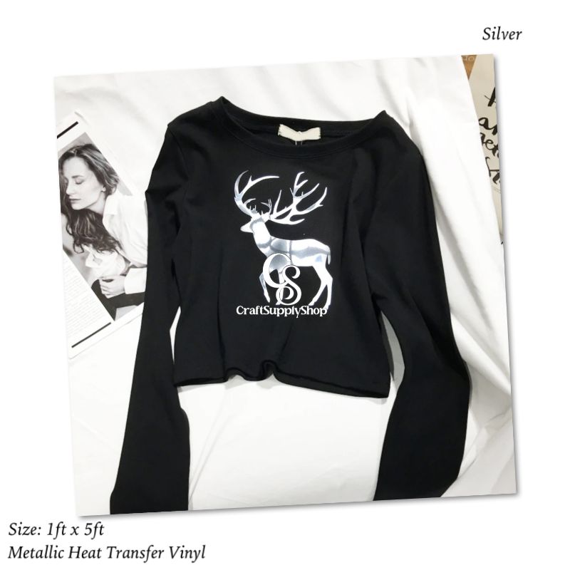 Oracal 651 Metallic Silver HTV Vinyl (5) Craft Supply SHop Metallic Heat Transfer HTV Vinyl