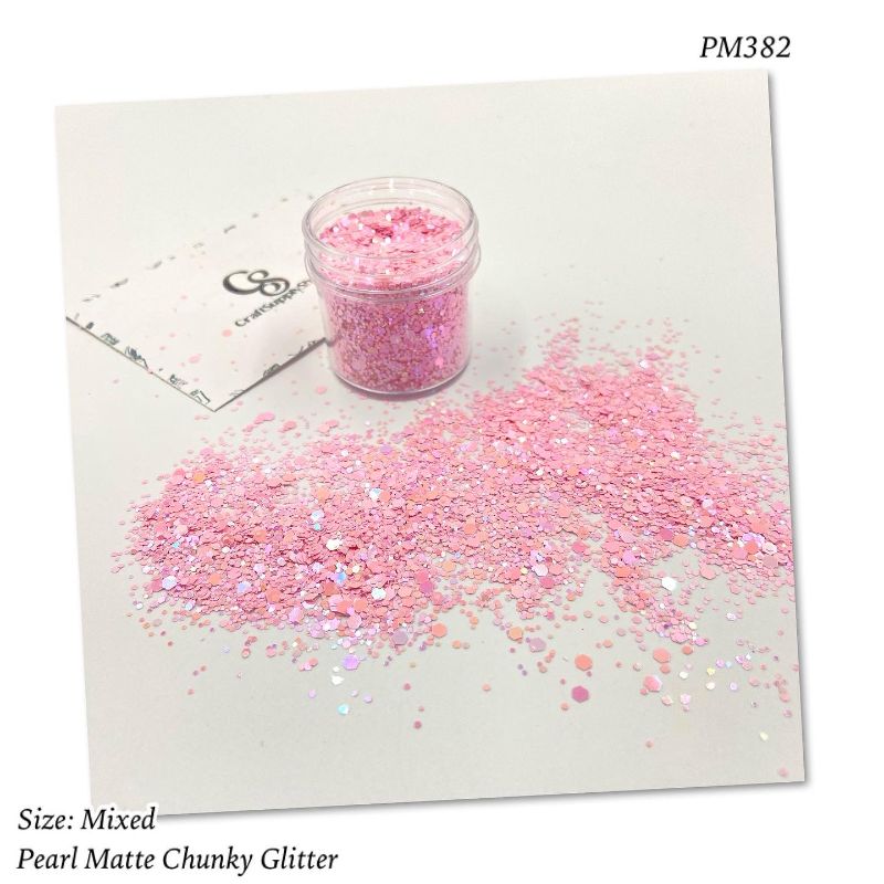 PM382 Pink pearl matte chunky glitter (1) PM382 Pink Pearl Matte Chunky Glitter