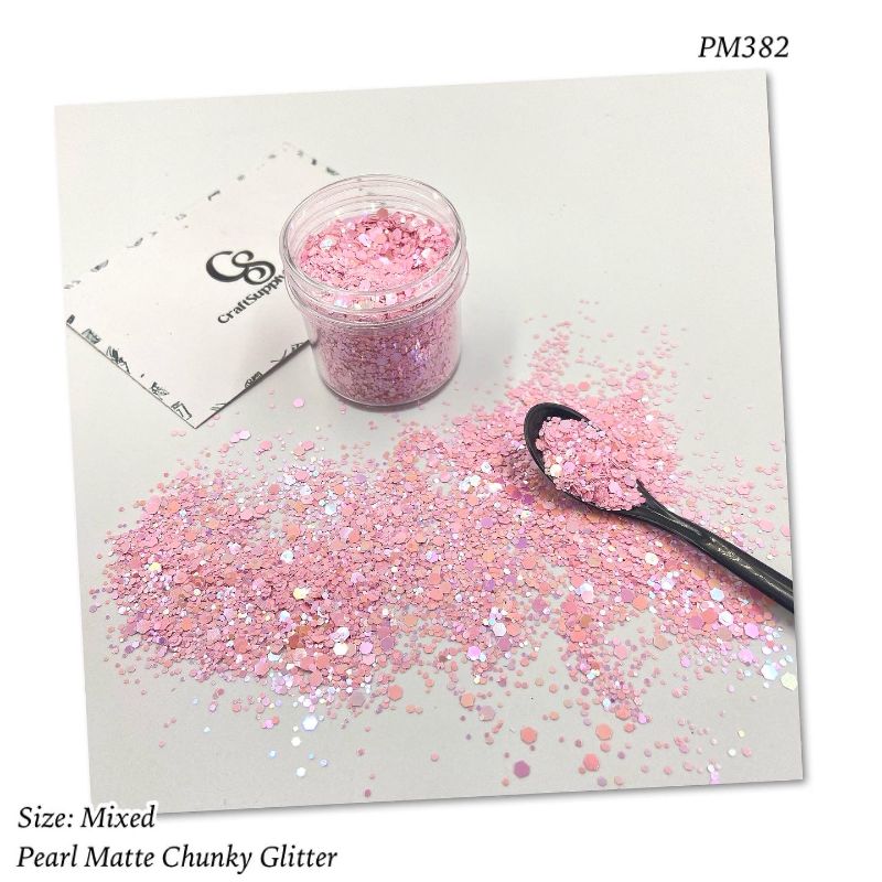 PM382 Pink pearl matte chunky glitter (2) PM382 Pink Pearl Matte Chunky Glitter