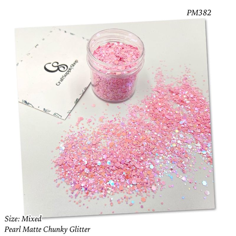 PM382 Pink pearl matte chunky glitter (5) PM382 Pink Pearl Matte Chunky Glitter
