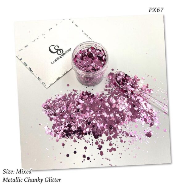 PX67 Pink Mixed Metallic Chunky Glitter