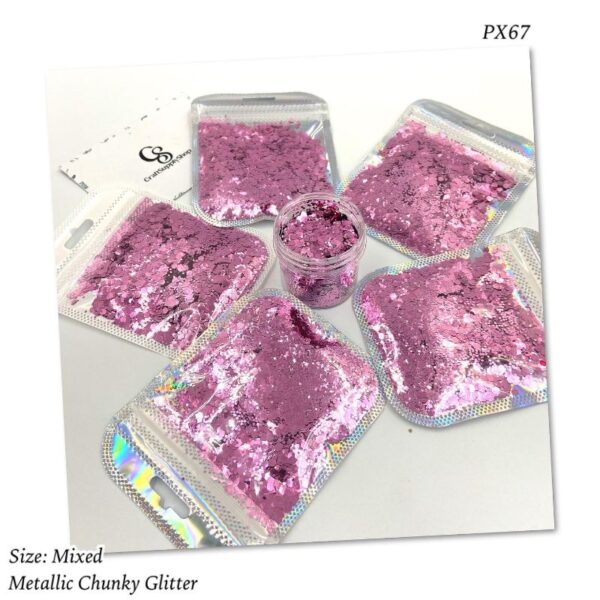 PX67 Pink Mixed Metallic Chunky Glitter