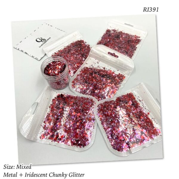 RI391 Red Iridescent Chunky Glitter