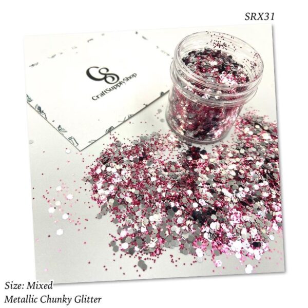 SRX31 Red and Silver Chunky Glitter