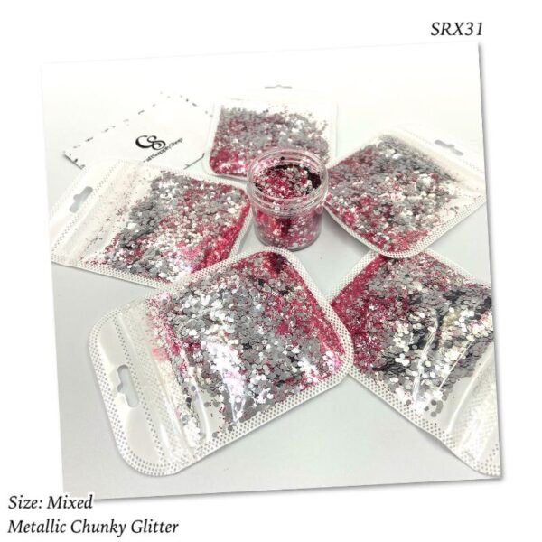 SRX31 Red and Silver Chunky Glitter