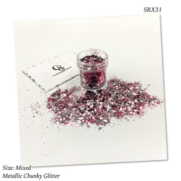 SRX31 Red and Silver Chunky Glitter