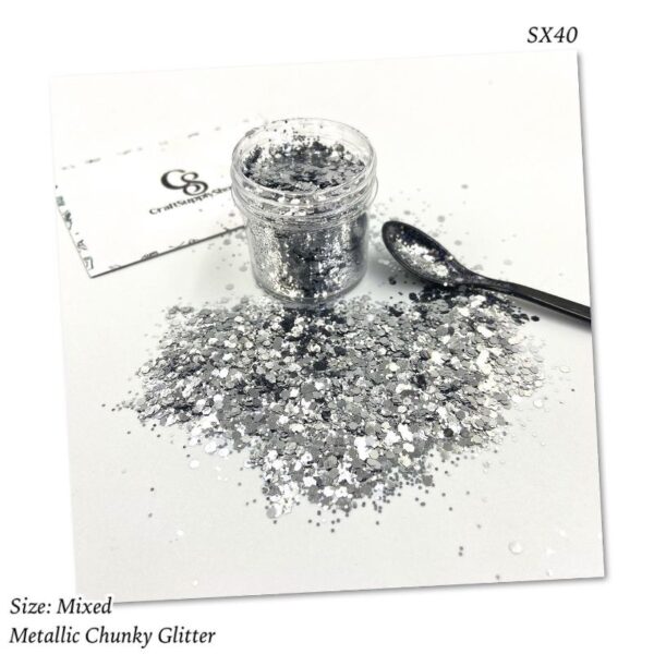 SX40 Silver mixed metallic chunky glitter