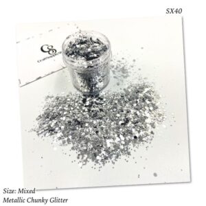SX40 Silver mixed metallic chunky glitter
