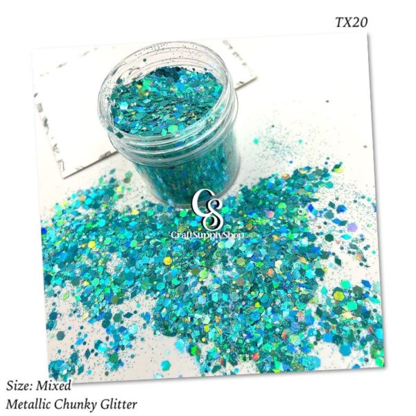 TX20 Teal metallic chunky glitter