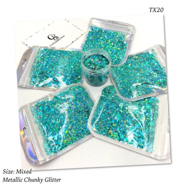 TX20 Teal metallic chunky glitter