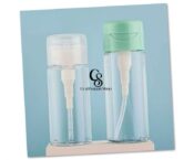 Clear Bottle Push Down Empty Lockable Pump Dispenser Bottle for Liquids, Cleaning Isopropyl Alcohol Nail Polish and Makeup Remover