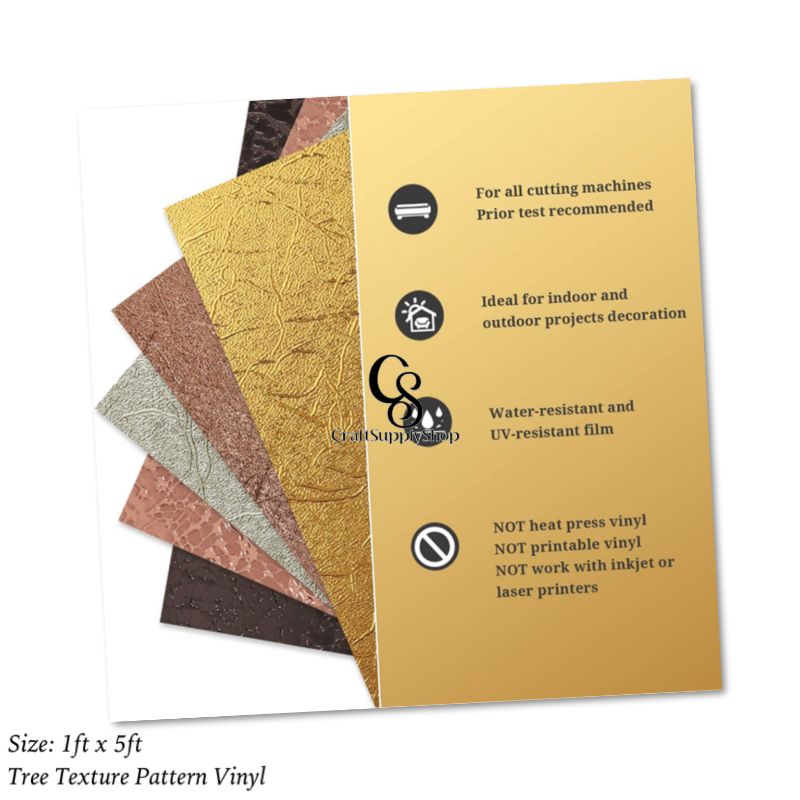 Texture Vinyl – Tree pattern (7) Textured Metallic Vinyl - Tree pattern Gold