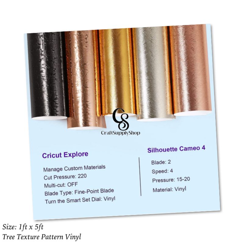 Texture Vinyl - Tree pattern (8) Silver Textured Metallic Vinyl - Tree pattern