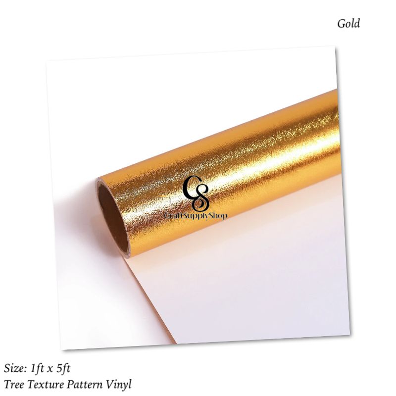 Texture Vinyl – Tree pattern Gold (1) Textured Metallic Vinyl - Tree pattern Gold