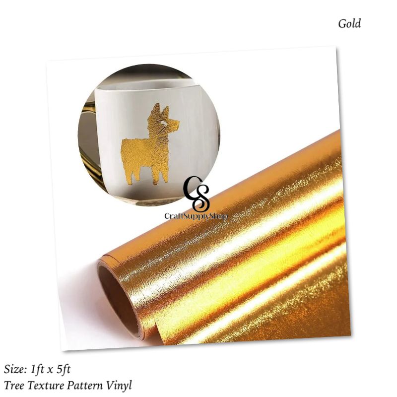 Texture Vinyl – Tree pattern Gold (4) Textured Metallic Vinyl - Tree pattern Gold