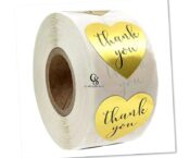 Thank you Heart Gold Foil Sticker Roll