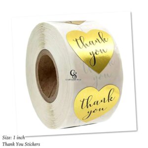 Thank you Heart Gold Foil Sticker Roll
