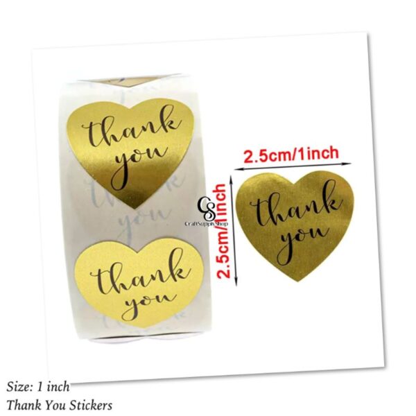 Thank you Heart Gold Foil Sticker Roll