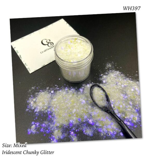 WH397 White Iridescent Chunky glitter